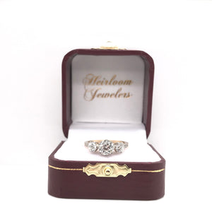 ANTIQUE EDWARDIAN TWO GOLD TONE DIAMOND TRINITY RING