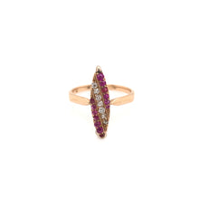 VICTORIAN RUBY DIAMOND AND ROSE GOLD NAVETTE RING