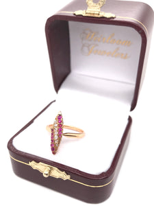VICTORIAN RUBY DIAMOND AND ROSE GOLD NAVETTE RING