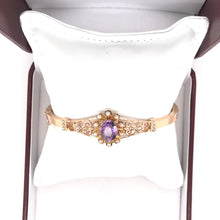ANTIQUE ART NOUVEAU AMETHYST AND PEARL BANGLE BRACELET