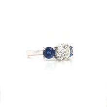 CONTEMPORARY STYLE 1.42 CARAT DIAMOND AND SAPPHIRE TRINITY RING