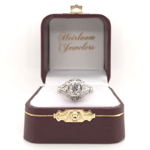 ANTIQUE ART DECO 0.65 CARAT DIAMOND SOLITAIRE STYLE FILIGREE RING