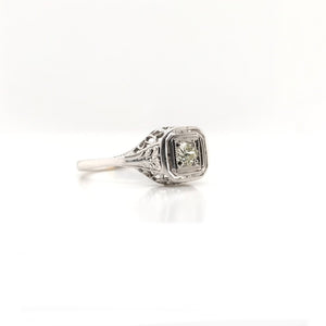 ANTIQUE ART DECO 0.20 CARAT DIAMOND PLATINUM FILIGREE RING