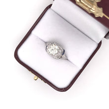 ANTIQUE ART DECO 1.50 CARAT DIAMOND AND SAPPHIRE PLATINUM FILIGREE RING