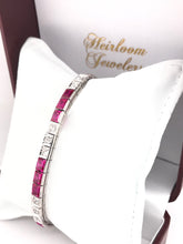 ANTIQUE ART DECO DIAMOND AND SYNTHETIC RUBY LINE BRACELET