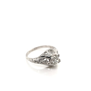 ANTIQUE ART DECO 0.65 CARAT DIAMOND SOLITAIRE STYLE FILIGREE RING