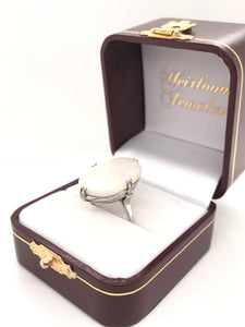 VINTAGE MID CENTURY LARGE WHITE OPAL COCKTAIL RING