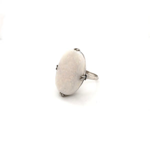 VINTAGE MID CENTURY LARGE WHITE OPAL COCKTAIL RING