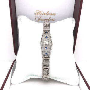ANTIQUE DIAMOND AND SAPPHIRE FILIGREE BRACELET