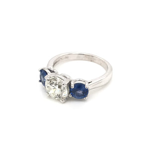 CONTEMPORARY STYLE 1.42 CARAT DIAMOND AND SAPPHIRE TRINITY RING