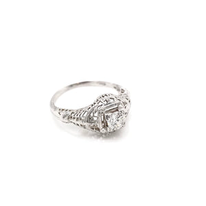 ANTIQUE ART DECO FILIGREE SOLITAIRE STYLE DIAMOND RING