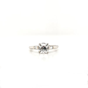 ANTIQUE ART DECO 0.91 CARAT OLD MINE CUT DIAMOND PLATINUM SOLITAIRE RING