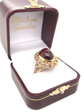 MID CENTURY CABOCHON GARNET COCKTAIL RING