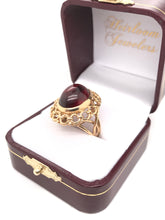 MID CENTURY CABOCHON GARNET COCKTAIL RING
