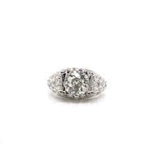 ANTIQUE ART DECO 1.70 CARAT DIAMOND PLATINUM FILIGREE RING