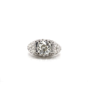 ANTIQUE ART DECO 1.70 CARAT DIAMOND PLATINUM FILIGREE RING