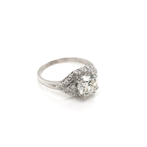 VINTAGE MID CENTURY ERA 1.59 CARAT DIAMOND PLATINUM RING