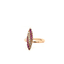 VICTORIAN RUBY DIAMOND AND ROSE GOLD NAVETTE RING