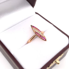 VICTORIAN RUBY DIAMOND AND ROSE GOLD NAVETTE RING
