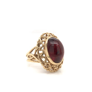 MID CENTURY CABOCHON GARNET COCKTAIL RING