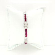 ANTIQUE ART DECO DIAMOND AND SYNTHETIC RUBY LINE BRACELET