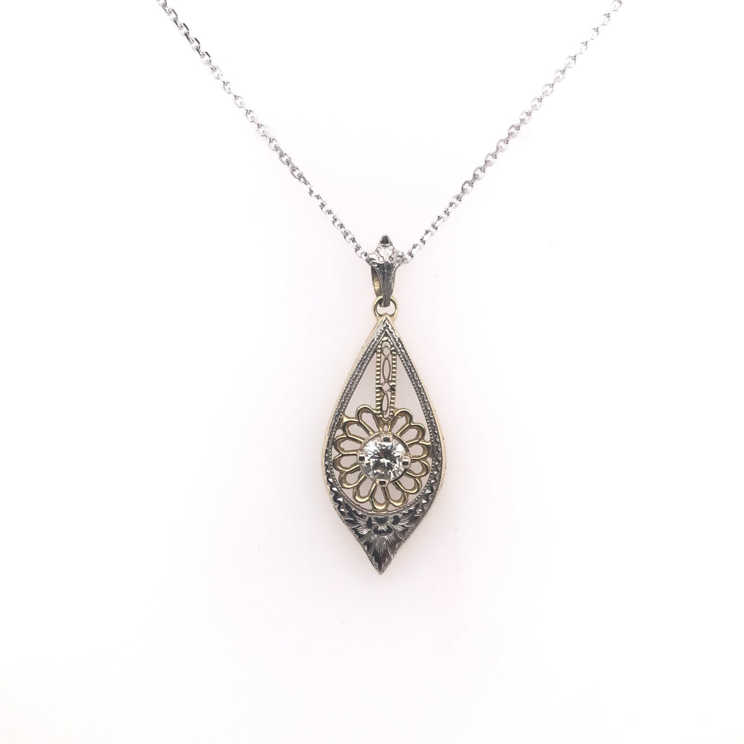 ANTIQUE TWO TONED DIAMOND PENDANT