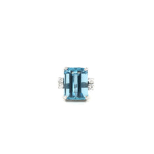 VINTAGE MID CENTURY SANTA MARIA AQUAMARINE AND DIAMOND COCKTAIL RING