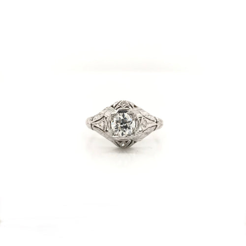 ANTIQUE ART DECO 0.65 CARAT DIAMOND SOLITAIRE STYLE FILIGREE RING