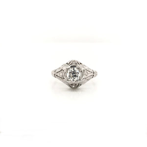 ANTIQUE ART DECO 0.65 CARAT DIAMOND SOLITAIRE STYLE FILIGREE RING