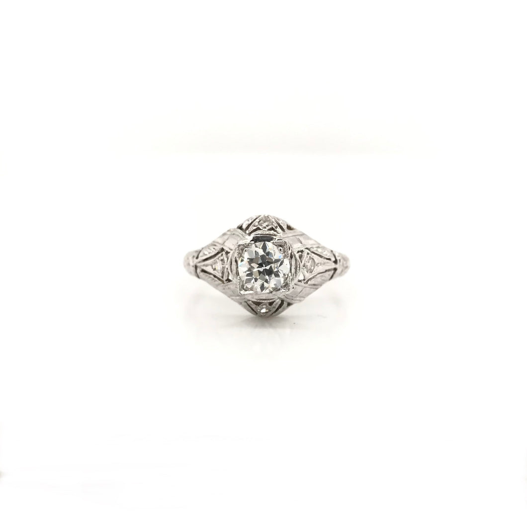 ANTIQUE ART DECO 0.65 CARAT DIAMOND SOLITAIRE STYLE FILIGREE RING